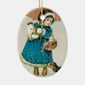 Weihnachten Mädchen Katze & Hund Keramik Ornament (Hinten)