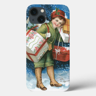 Weihnachten, Mädchen mit Geschenken im Winter Schn Case-Mate iPhone Hülle