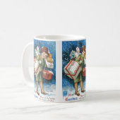 Weihnachten, Mädchen mit Geschenken im Winter Schn Kaffeetasse (Vorderseite Links)