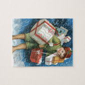 Weihnachten, Mädchen mit Geschenken im Winter Schn Puzzle (Horizontal)