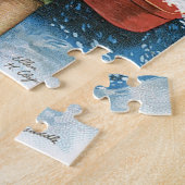 Weihnachten, Mädchen mit Geschenken im Winter Schn Puzzle (Seite)