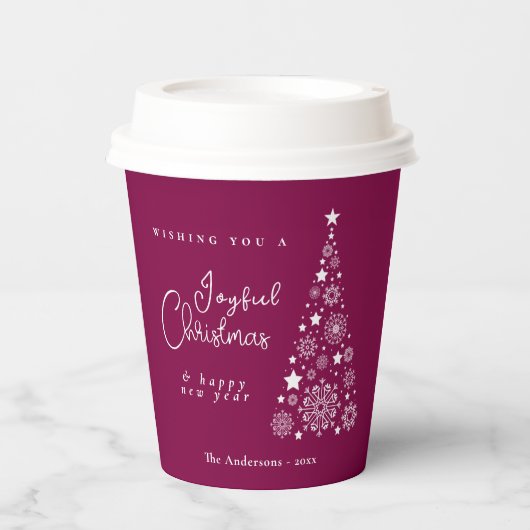 Weihnachten Magenta Pappbecher (Vorderseite)