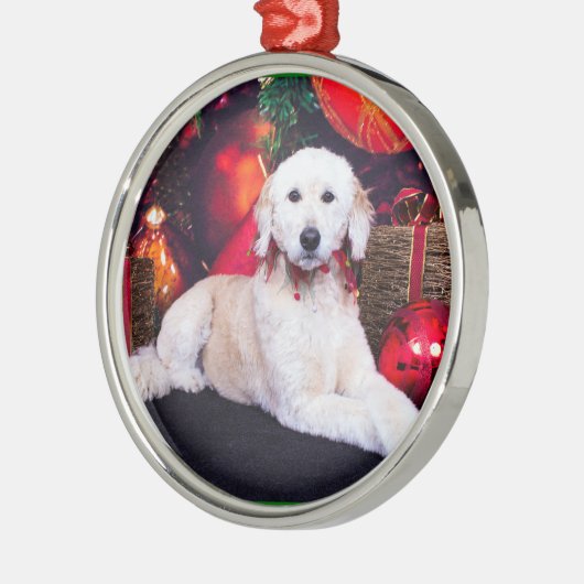 Weihnachten - Maggie - GoldenDoodle Ornament Aus Metall (Links)