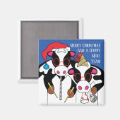Weihnachten Magnet Platz glücklich Moo Jahr! (Vorderseite/Rückseite)