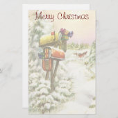 Weihnachten, Mailboxen im Winter Landschaft Briefpapier (Vorne/Hinten)