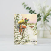 Weihnachten, Mailboxen im Winter Landschaft Feiertagspostkarte (Stehend Vorderseite)