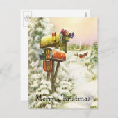Weihnachten, Mailboxen im Winter Landschaft Feiertagspostkarte (Vorne/Hinten)