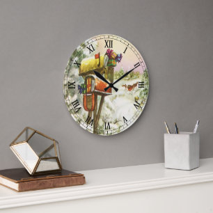Weihnachten, Mailboxen im Winter Landschaft Große Wanduhr
