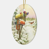 Weihnachten, Mailboxen im Winter Landschaft Keramik Ornament (Links)