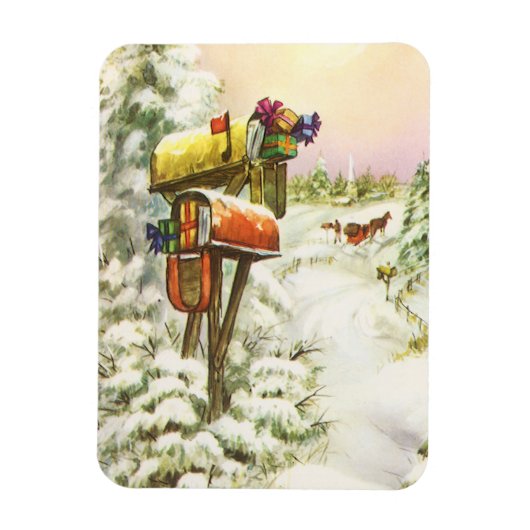 Weihnachten, Mailboxen im Winter Landschaft Magnet (Vertikal)