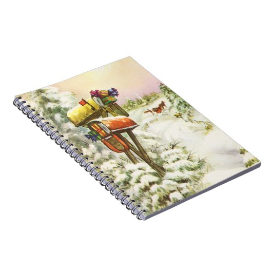 Weihnachten, Mailboxen im Winter Landschaft Notizblock (Rechte Seite)