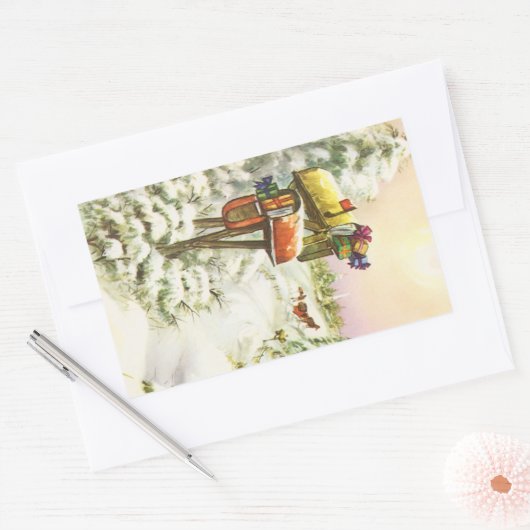Weihnachten, Mailboxen im Winter Landschaft Rechteckiger Aufkleber (Umschlag)