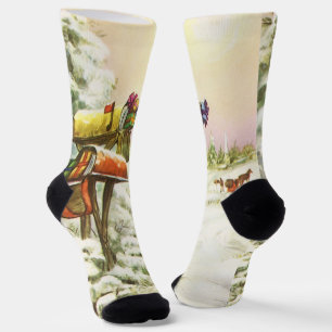 Weihnachten, Mailboxen im Winter Landschaft Socken