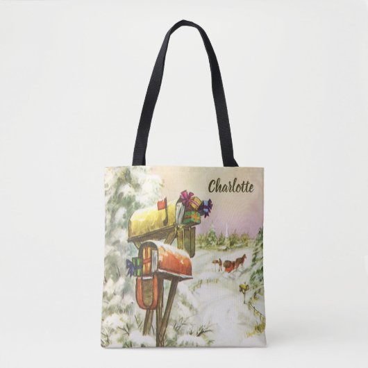 Weihnachten, Mailboxen im Winter Landschaft Tasche (Vorderseite)