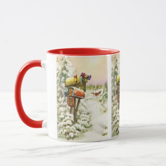 Weihnachten, Mailboxen im Winter Landschaft Tasse (Links)