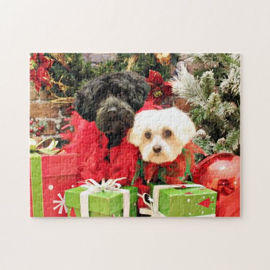 Weihnachten - maltesisch - Annie und YorkiePoo - Puzzle (Horizontal)