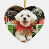 Weihnachten - maltesisch - Miley Keramik Ornament (Vorne)