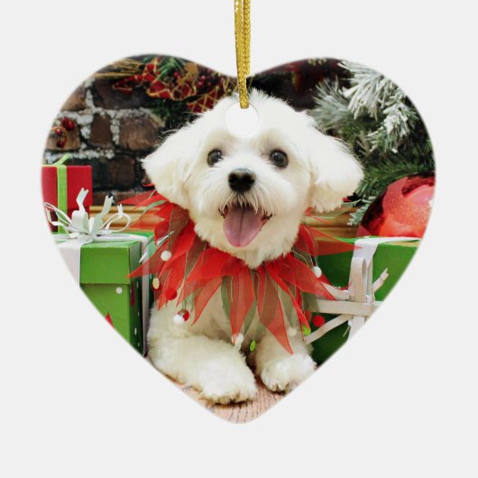 Weihnachten - maltesisch - Miley Keramik Ornament (Vorne)