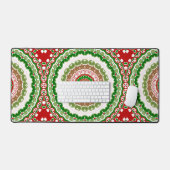 Weihnachten Mandala in Rot, Grün und Warm Gold Schreibtischunterlage (Tastatur & Maus)