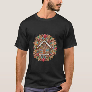 Weihnachten Mandala mit Gingerbread House Long Sle T-Shirt