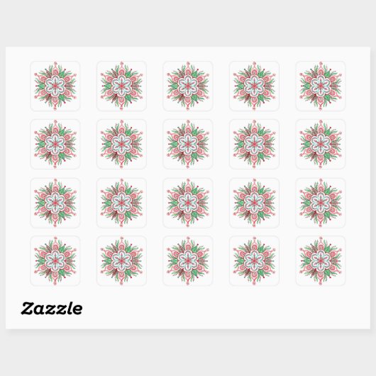 Weihnachten Mandala Snowflake Stickers (Blatt)