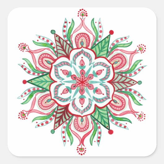 Weihnachten Mandala Snowflake Stickers (Vorderseite)