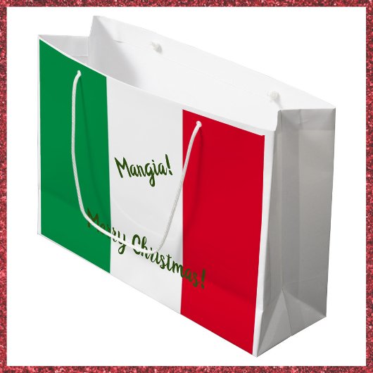 Weihnachten Mangia Italienische Flagge Rot Weiß un Große Geschenktüte