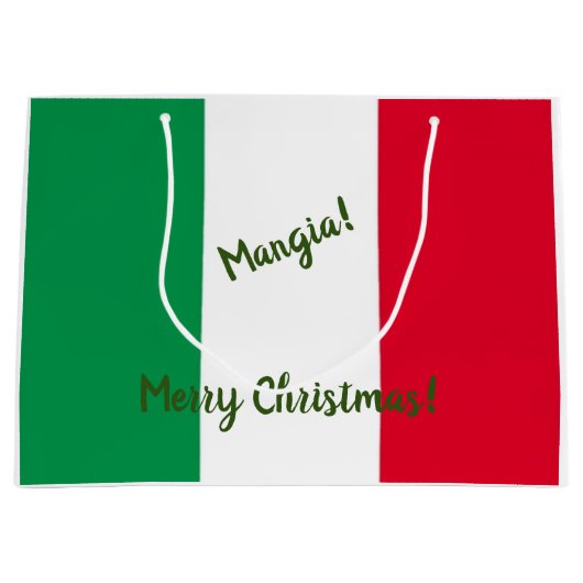 Weihnachten Mangia Italienische Flagge Rot Weiß un Große Geschenktüte (Vorderseite)