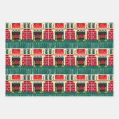 Weihnachten Mantle Brick Fireplace Kunsthandwerk C Geschenkpapier Set (Vorderseite 3)