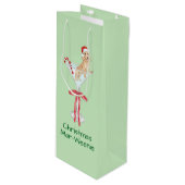 Weihnachten Mar-Würstchen Dackel Hund Wasserfarbe Geschenktüte Für Weinflaschen (Vorderseite Schrägansicht)