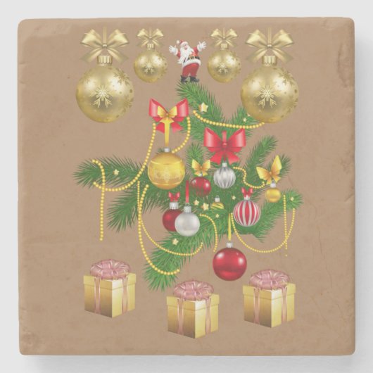 Weihnachten Marmor Stein Untersetzer (Vorderseite)