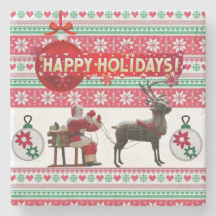 Weihnachten-Marmor-Stone-Untersetzer, glückliche F Steinuntersetzer