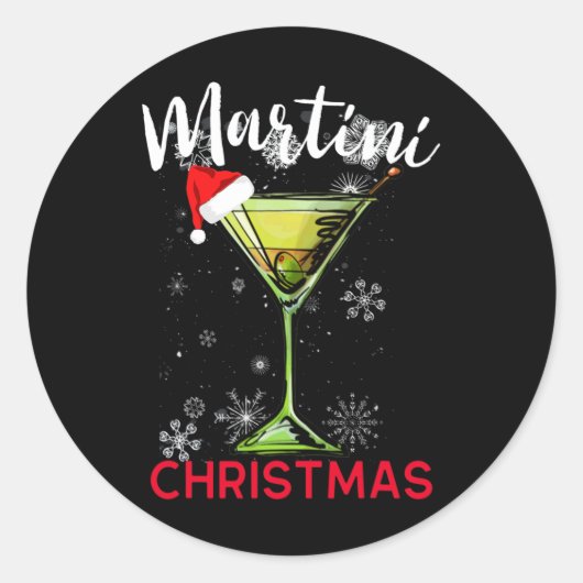 Weihnachten Martini Schwanz Happy Hour Fun Drink G Runder Aufkleber (Vorderseite)
