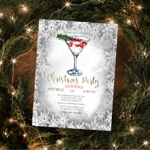 Weihnachten Martini Snowflakes Grau Weihnachten Einladung