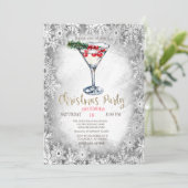 Weihnachten Martini Snowflakes Grau Weihnachten Einladung (Stehend Vorderseite)