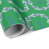 Weihnachten Maßgeschneiderte Blue and White Ginger Geschenkpapier (Rolleneckpunkt)