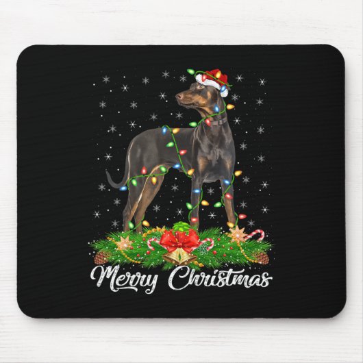 Weihnachten Matching Weihnachtsmannmütze Doberman Mousepad (Vorne)