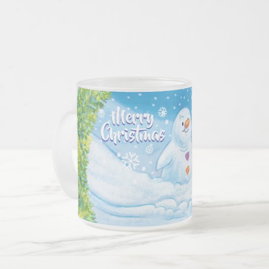 Weihnachten mattierte Tasse, PingPing Pinguin & Sn Mattglastasse (Vorderseite Links)