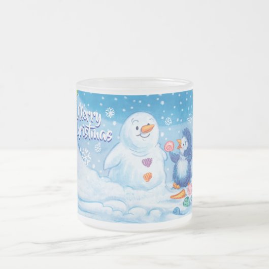 Weihnachten mattierte Tasse, PingPing Pinguin & Sn Mattglastasse (Mittel)