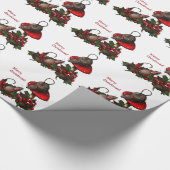 Weihnachten: Mäuse auf Toadstool, Stechpalme: Geschenkpapier (Ecke)