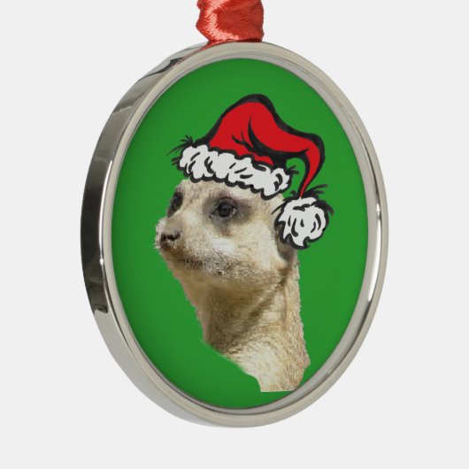 Weihnachten Meerkat Cust. Premium Rund-Ornament Silbernes Ornament (Rechts)