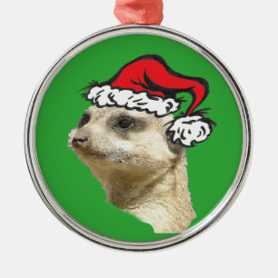 Weihnachten Meerkat Cust. Premium Rund-Ornament Silbernes Ornament