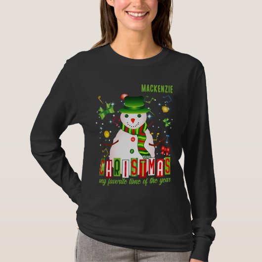 Weihnachten Meine Lieblingszeit mit Schneemann T-Shirt (Vorderseite)