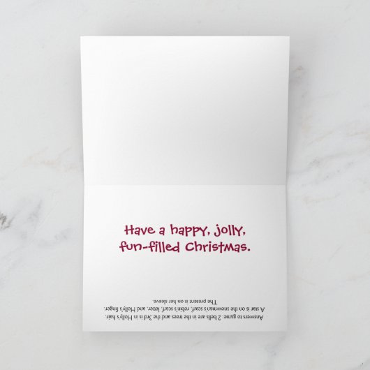 Weihnachten, meine Tochter. 8 versteckte Dinge Karte (Innenseite)