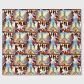 Weihnachten Menschen gehen in die Kirche Schneeglo Geschenkpapier (Flach)