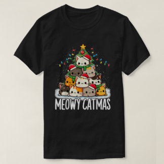 Weihnachten Meowy Catmas Baum Xmas Katze T-Shirt