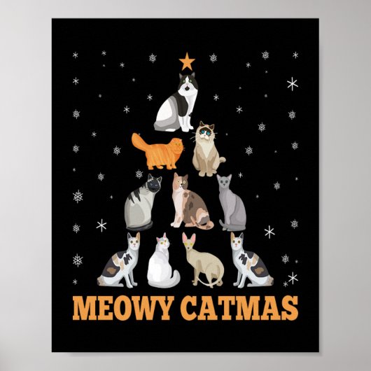 Weihnachten Meowy Catmas Urlaub Cat Lover Geschenk Poster (Vorne)