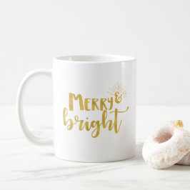 Weihnachten Merry and Bright Imitate Gold Typograf Kaffeetasse