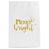 Weihnachten Merry and Bright Imitate Gold Typograf Mittlere Geschenktüte (Vorderseite)