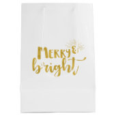 Weihnachten Merry and Bright Imitate Gold Typograf Mittlere Geschenktüte (Rückseite)